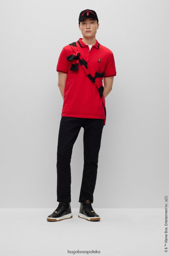 Hugo Boss looney tunes x koszulka polo z bawełnianej piki czerwony R0X0H64258