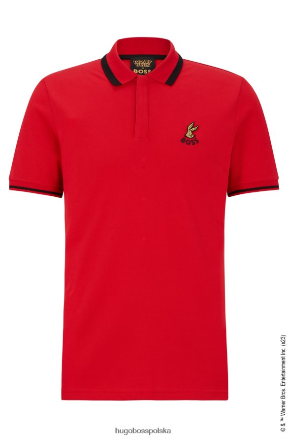 Hugo Boss looney tunes x koszulka polo z bawełnianej piki czerwony R0X0H64258