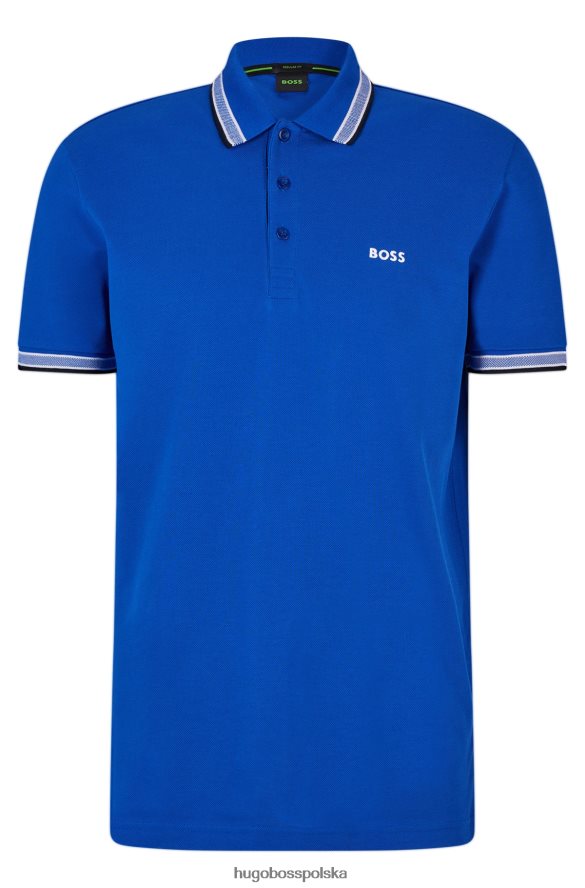 Hugo Boss niebieska koszulka polo hugo z bawełny organicznej z zakrzywionym logo niebieski R0X0H61204