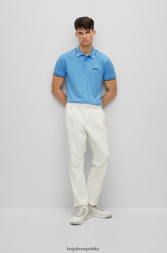 Hugo Boss niebieska koszulka polo hugo z mieszanki bawełny z kontrastowymi detalami niebieski R0X0H61096