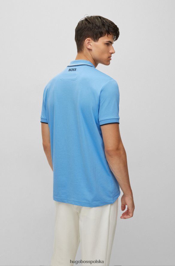 Hugo Boss niebieska koszulka polo hugo z mieszanki bawełny z kontrastowymi detalami niebieski R0X0H61096