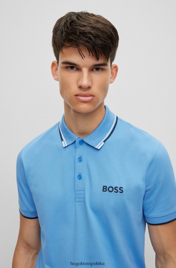 Hugo Boss niebieska koszulka polo hugo z mieszanki bawełny z kontrastowymi detalami niebieski R0X0H61096