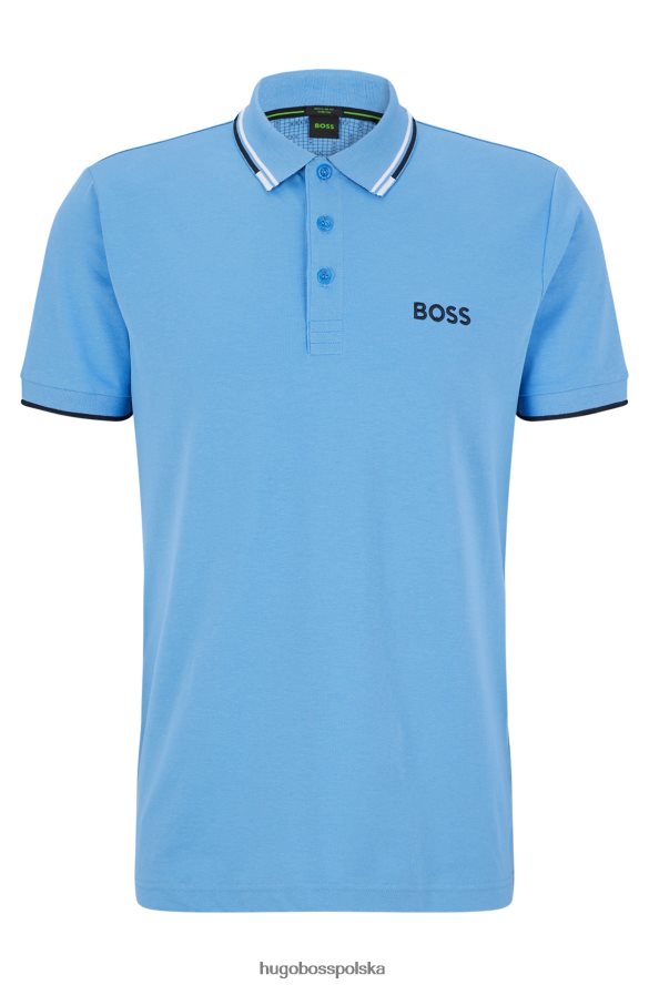 Hugo Boss niebieska koszulka polo hugo z mieszanki bawełny z kontrastowymi detalami niebieski R0X0H61096