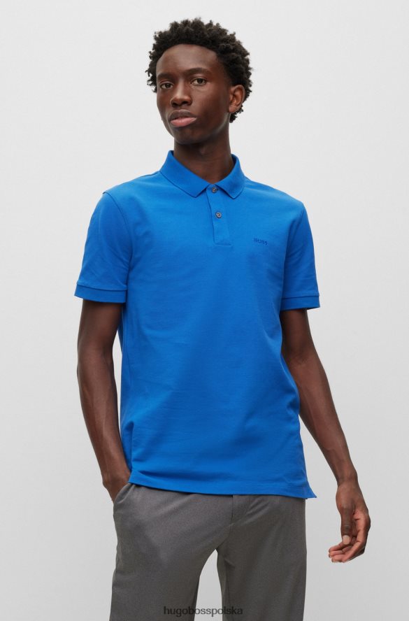 Hugo Boss niebieska koszulka polo z bawełny organicznej z haftowanym logo hugo niebieski R0X0H61939