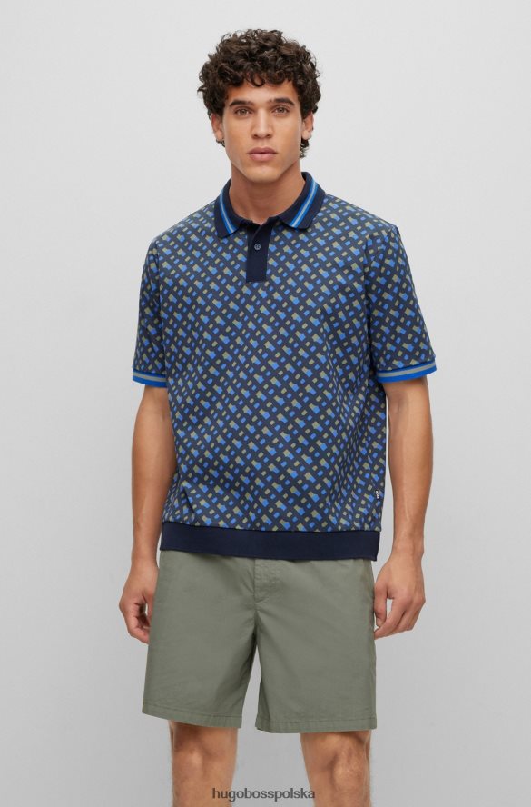 Hugo Boss obszerna koszulka polo z merceryzowanej bawełny z nadrukowanymi monogramami hugo w kolorze granatowym ciemny niebieski R0X0H64207