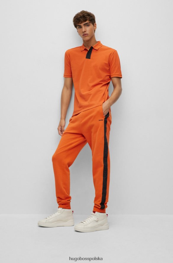 Hugo Boss pomarańczowa koszulka polo hugo z bawełny piqu¦ z plisą z logo Pomarańczowy R0X0H63276