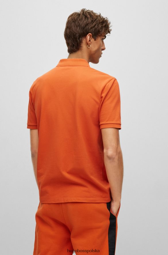 Hugo Boss pomarańczowa koszulka polo hugo z bawełny piqu¦ z plisą z logo Pomarańczowy R0X0H63276