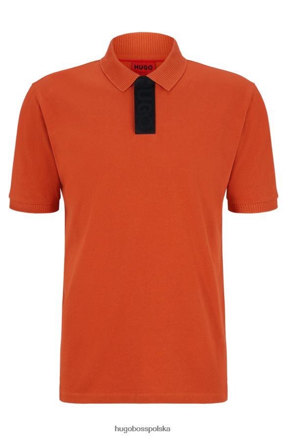 Hugo Boss pomarańczowa koszulka polo hugo z bawełny piqu¦ z plisą z logo Pomarańczowy R0X0H63276