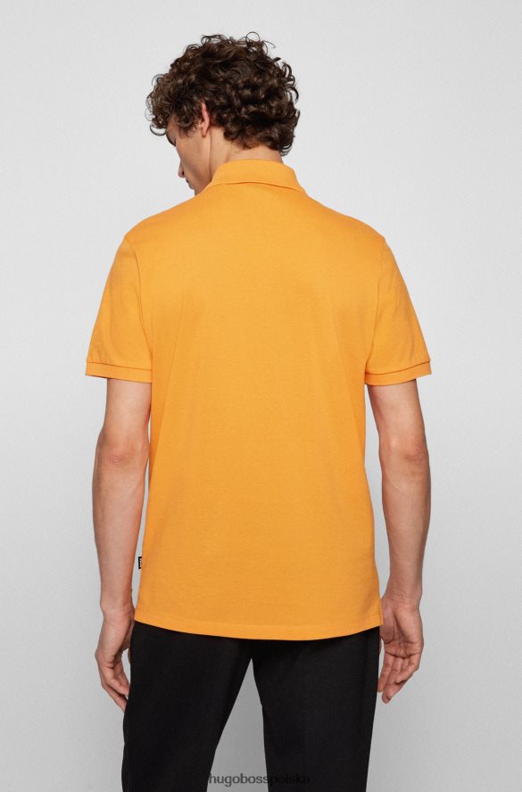 Hugo Boss pomarańczowa koszulka polo z bawełny organicznej z haftowanym logo hugo Pomarańczowy R0X0H61178