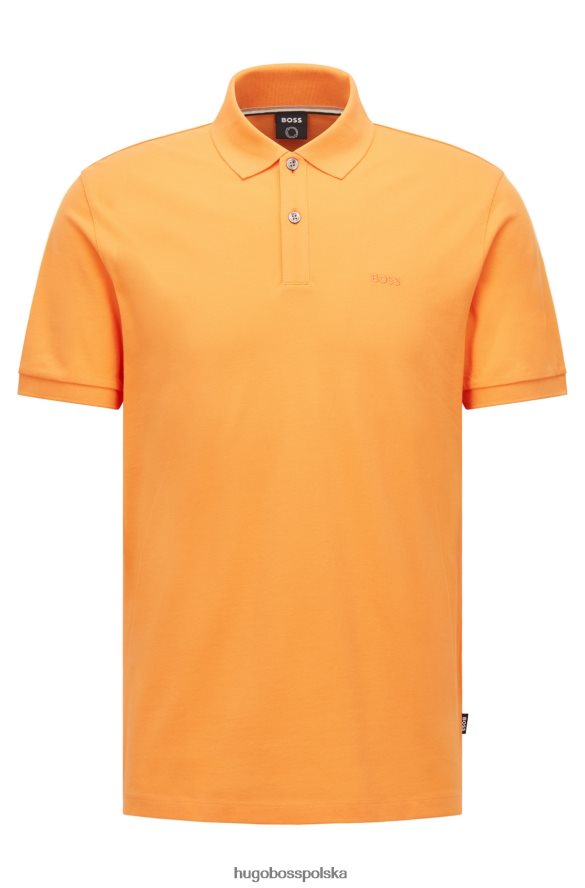 Hugo Boss pomarańczowa koszulka polo z bawełny organicznej z haftowanym logo hugo Pomarańczowy R0X0H61178
