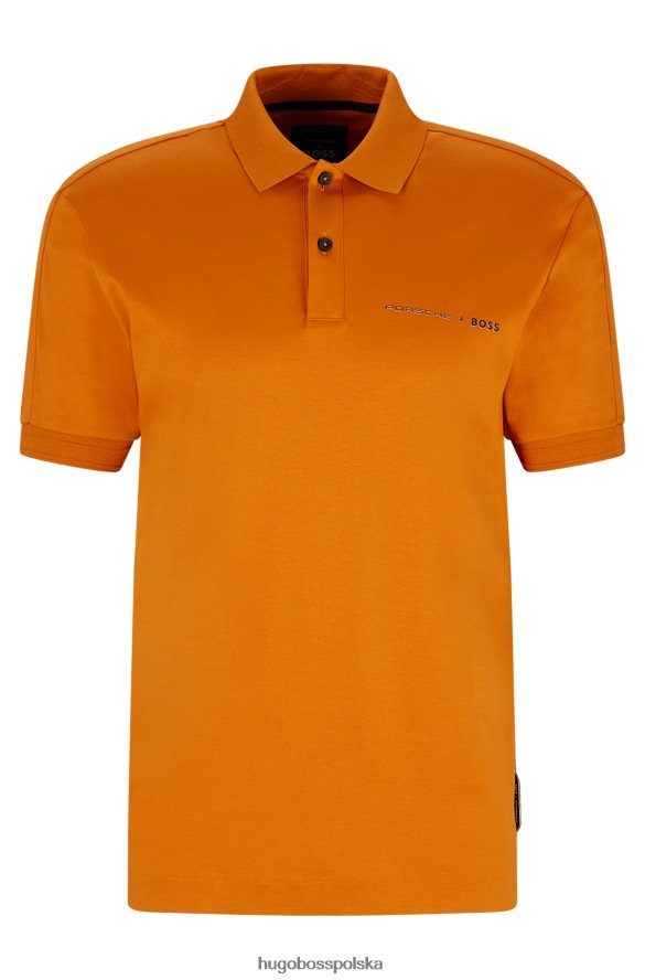 Hugo Boss porsche x interlock – bawełniana koszulka polo o dopasowanym kroju jasnopomarańczowy R0X0H62587