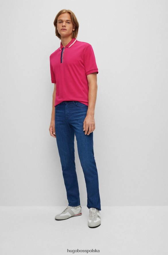 Hugo Boss różowa, bawełniana koszulka polo typu interlock z gumowanym logo hugo różowy R0X0H62112
