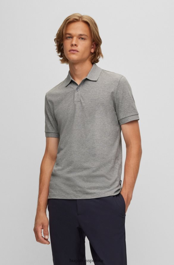 Hugo Boss srebrna koszulka polo hugo z organicznej bawełny z haftowanym logo srebro R0X0H61942