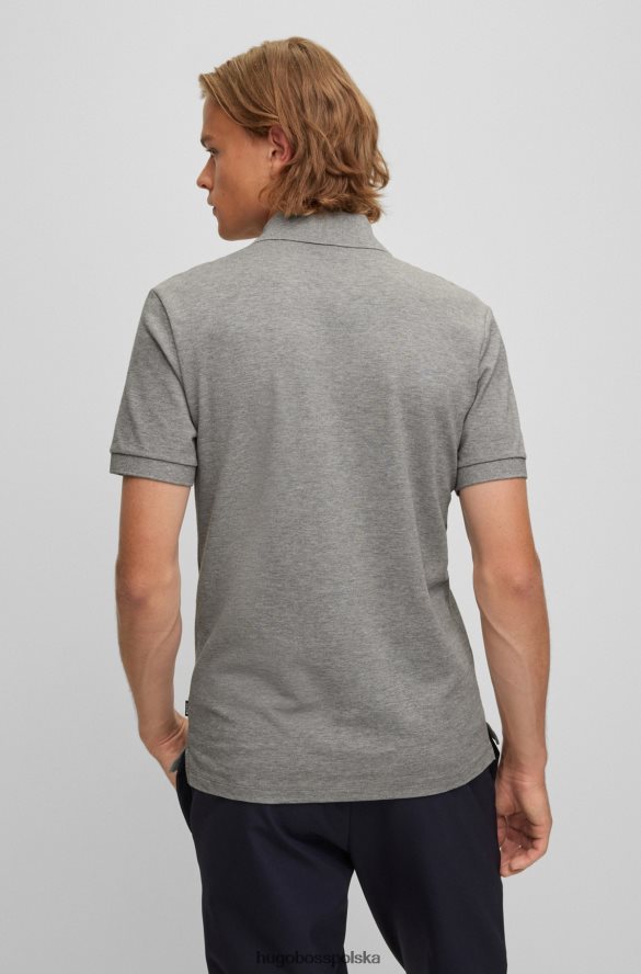 Hugo Boss srebrna koszulka polo hugo z organicznej bawełny z haftowanym logo srebro R0X0H61942