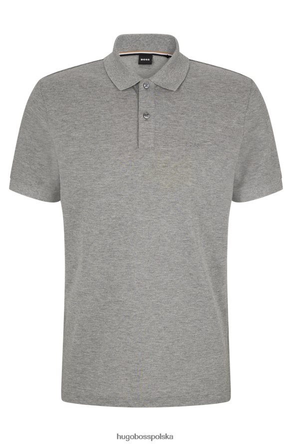 Hugo Boss srebrna koszulka polo hugo z organicznej bawełny z haftowanym logo srebro R0X0H61942