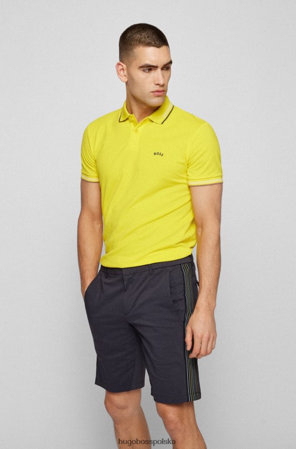 Hugo Boss żółta koszulka polo o dopasowanym kroju Hugo z zakrzywionym logo i elastyczną bawełnianą piką żółty R0X0H61923