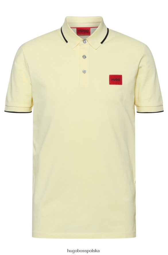 Hugo Boss żółta koszulka polo o dopasowanym kroju hugo z bawełnianej piki i czerwoną metką z logo jasny zółty R0X0H61808