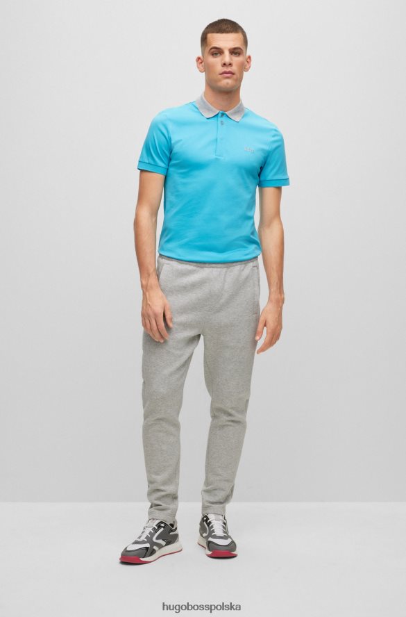 Hugo Boss turkusowa koszulka polo z bawełny interlock, slim-fit, z haftowanym logo hugo turkus R0X0H63268