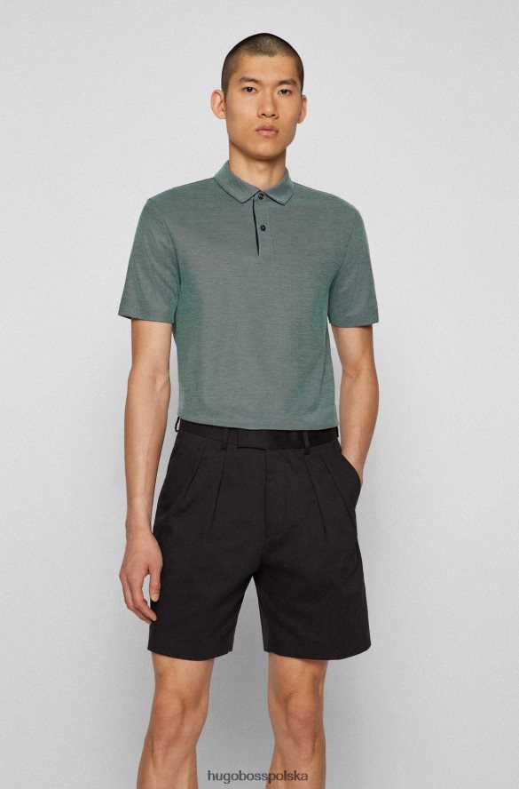 Hugo Boss zielona koszulka polo hugo o dopasowanym kroju z bawełny o strukturze plastra miodu zielony R0X0H63838