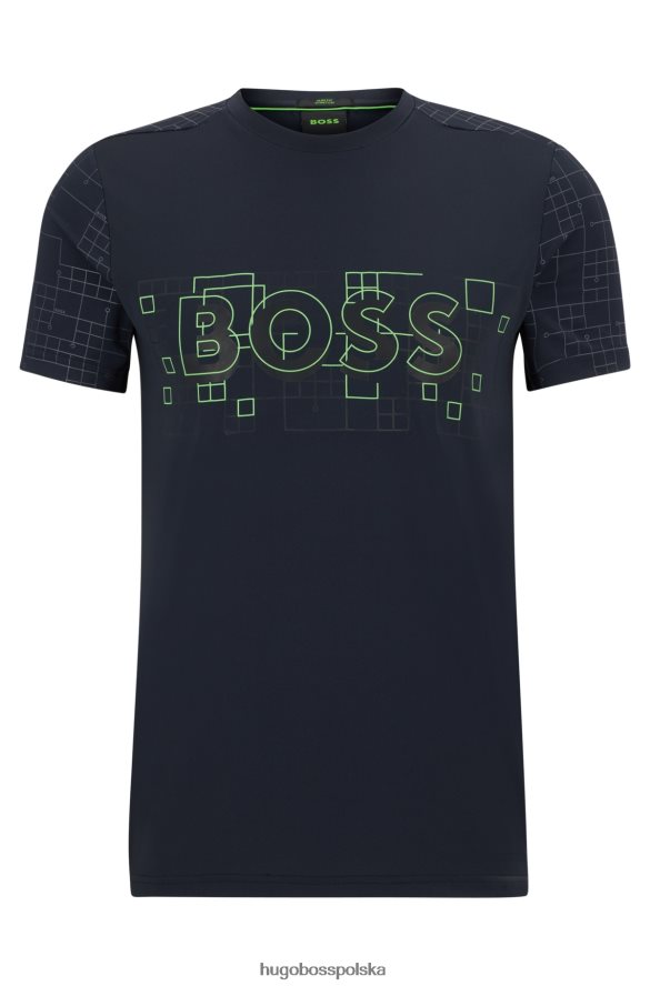 Hugo Boss Aktywna, rozciągliwa koszulka o dopasowanym kroju z efektami blasku, hugo ciemnoniebieska ciemny niebieski R0X0H61375