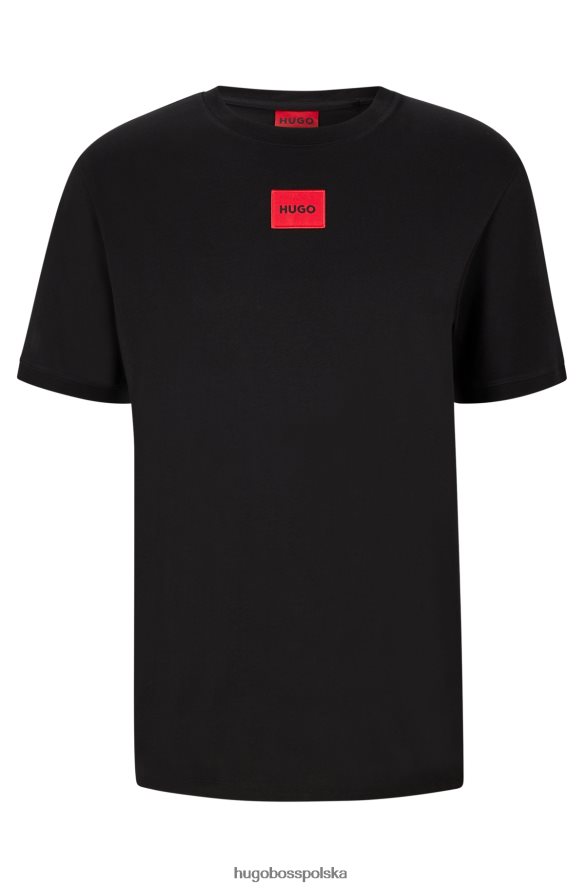 Hugo Boss Bawełniana koszulka o regularnym kroju z czerwoną metką z logo Hugo Black czarny R0X0H63558