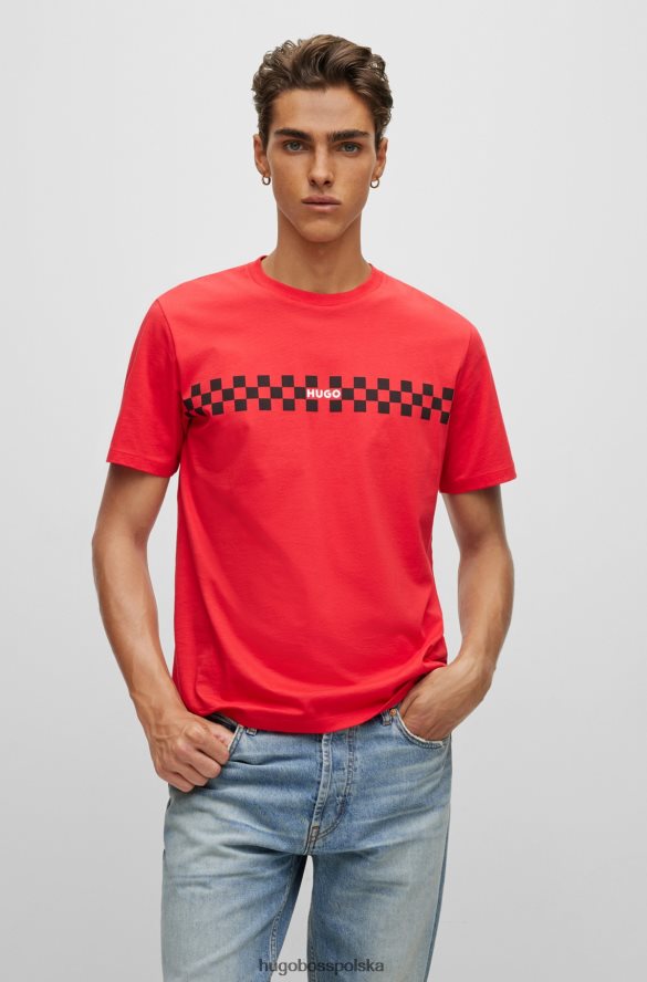 Hugo Boss Bawełniana koszulka o regularnym kroju z grafiką z logo hugo w kolorze czerwonym czerwony R0X0H62021