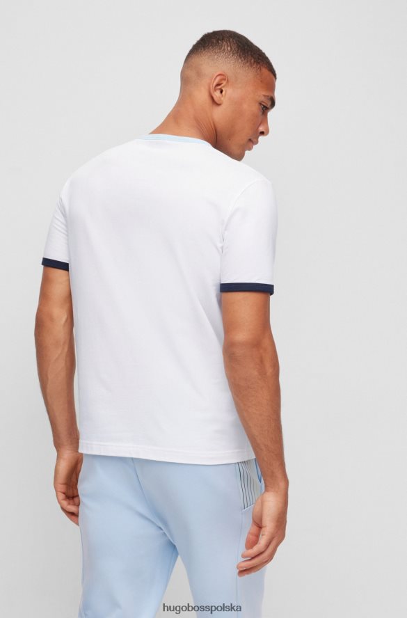 Hugo Boss Biała koszulka Hugo z elastycznej bawełny z powtarzającymi się logo biały R0X0H62814