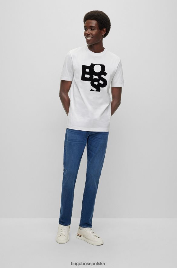 Hugo Boss Biała koszulka Hugo z nadrukiem logo, z merceryzowanej bawełny biały R0X0H62423