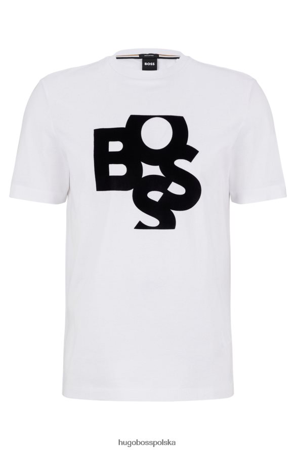 Hugo Boss Biała koszulka Hugo z nadrukiem logo, z merceryzowanej bawełny biały R0X0H62423