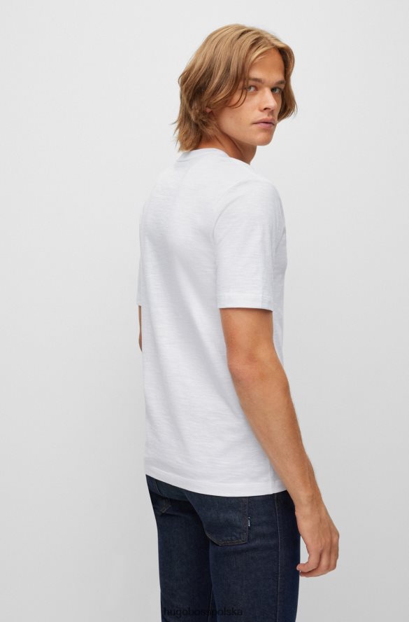 Hugo Boss Biała koszulka hugo o regularnym kroju z merceryzowanej bawełny i dekoltem w kształcie litery V biały R0X0H63215