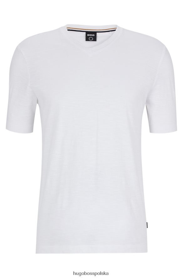 Hugo Boss Biała koszulka hugo o regularnym kroju z merceryzowanej bawełny i dekoltem w kształcie litery V biały R0X0H63215