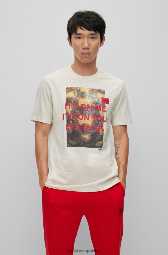 Hugo Boss Biała koszulka hugo z grafiką zrównoważonego rozwoju w kolorze recot2 biały R0X0H63429
