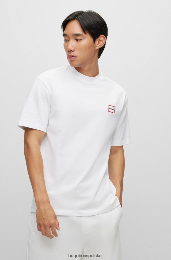 Hugo Boss Biała koszulka o swobodnym kroju hugo z bawełny organicznej z logo w ramce biały R0X0H62671