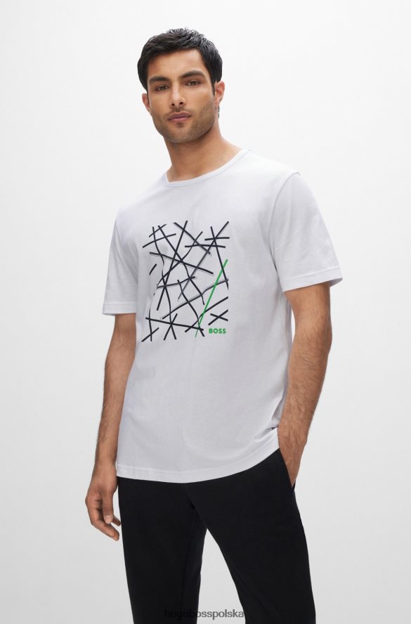 Hugo Boss Biała koszulka z bawełnianego jerseyu o regularnym kroju hugo z grafiką z logo biały R0X0H63435