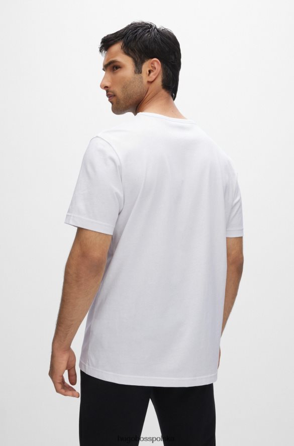Hugo Boss Biała koszulka z bawełnianego jerseyu o regularnym kroju hugo z grafiką z logo biały R0X0H63435