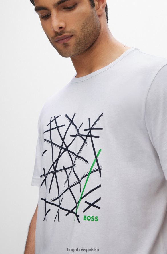 Hugo Boss Biała koszulka z bawełnianego jerseyu o regularnym kroju hugo z grafiką z logo biały R0X0H63435