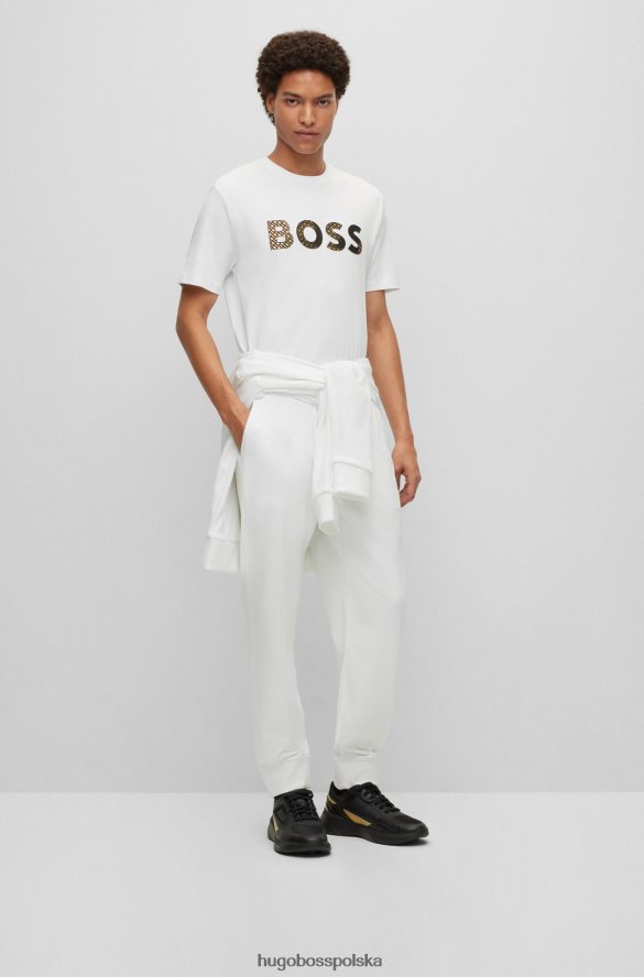 Hugo Boss Biały t-shirt hugo z logo i monogramami, wykonany z bawełny interlock biały R0X0H62998