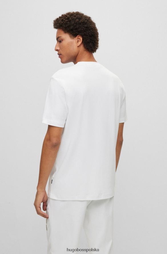 Hugo Boss Biały t-shirt hugo z logo i monogramami, wykonany z bawełny interlock biały R0X0H62998