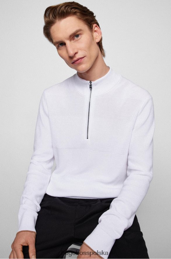 Hugo Boss Bluza zapinana na zamek Elios 50466536 biała biały R0X0H6107