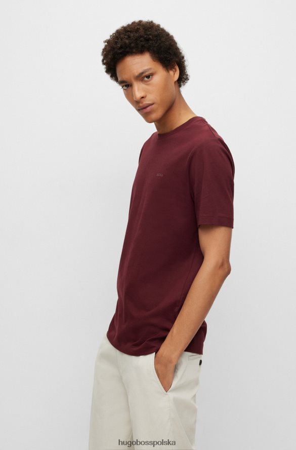 Hugo Boss Ciemnoczerwony t-shirt hugo o regularnym kroju z logo, z bawełnianego dżerseju ciemno czerwony R0X0H62244