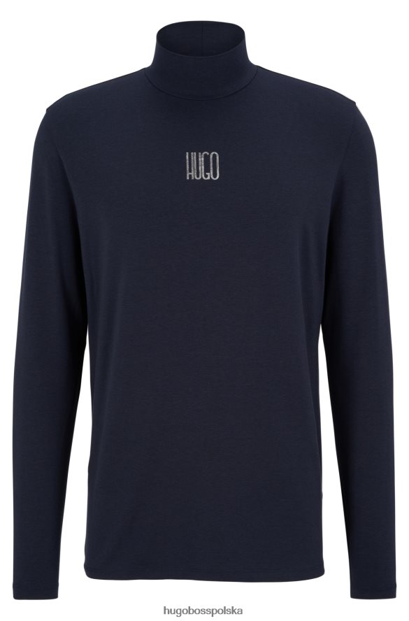 Hugo Boss Ciemnoniebieska koszulka hugo o dopasowanym kroju, z golfem i okrągłym dekoltem ciemny niebieski R0X0H63726