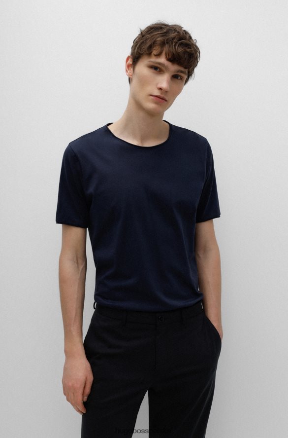 Hugo Boss Ciemnoniebieska koszulka hugo o regularnym kroju z lekkiej bawełny pima ciemny niebieski R0X0H63365