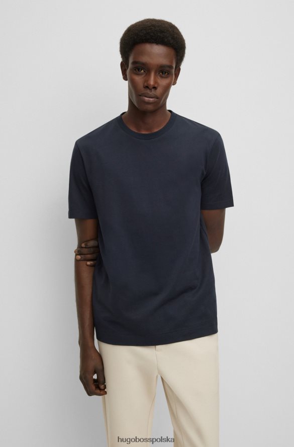 Hugo Boss Ciemnoniebieska koszulka z bawełnianego jerseyu hugo o regularnym kroju ciemny niebieski R0X0H63253