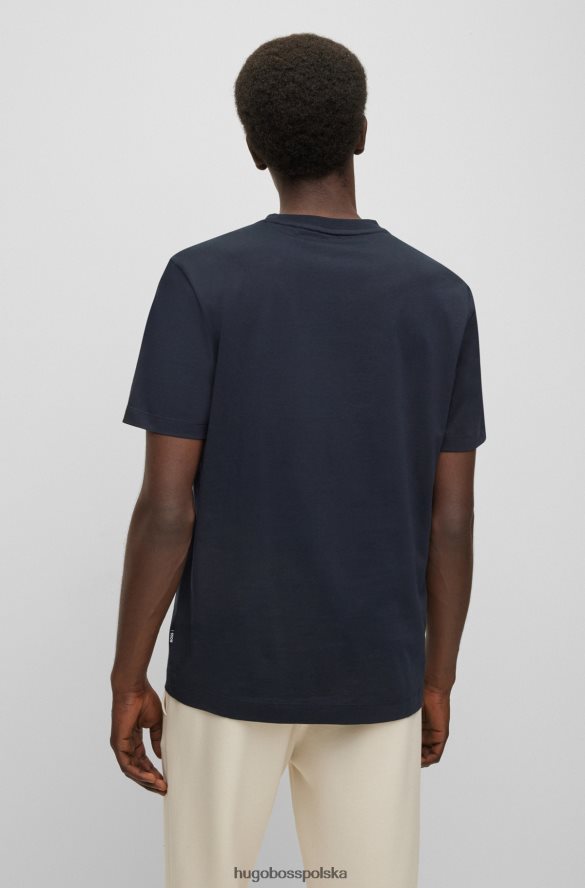 Hugo Boss Ciemnoniebieska koszulka z bawełnianego jerseyu hugo o regularnym kroju ciemny niebieski R0X0H63253
