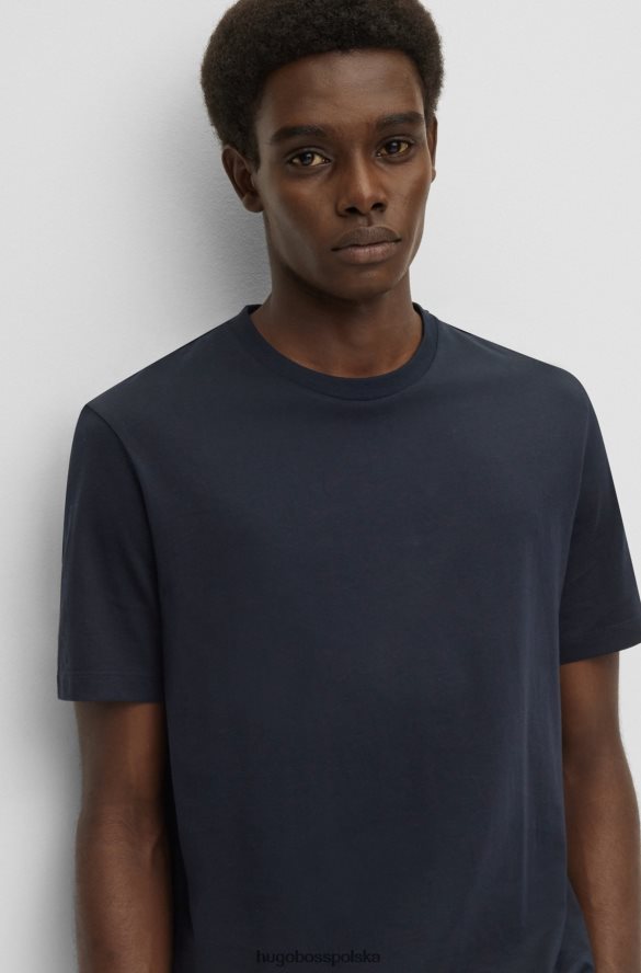 Hugo Boss Ciemnoniebieska koszulka z bawełnianego jerseyu hugo o regularnym kroju ciemny niebieski R0X0H63253