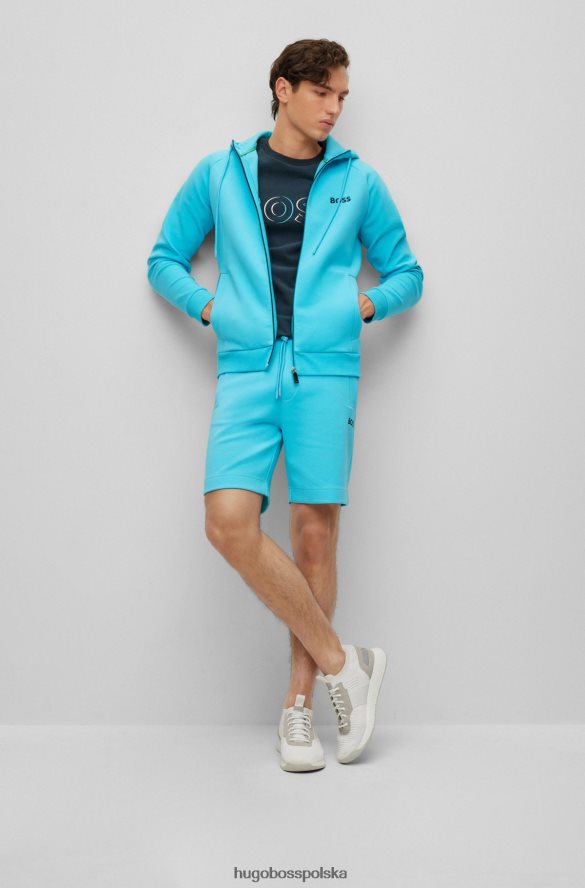 Hugo Boss Ciemnoniebieska koszulka z dżerseju hugo ze szczotkowanej bawełny z dynamicznym nadrukiem logo ciemny niebieski R0X0H62448