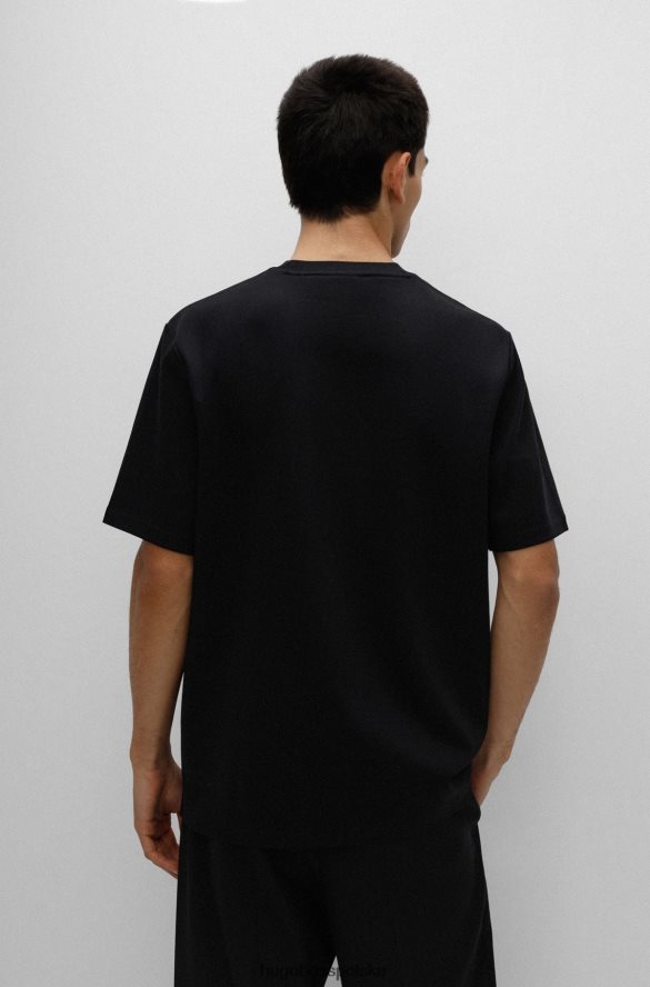 Hugo Boss Czarna, bawełniana koszulka hugo interlock z naszywką z logo posiadacza karty czarny R0X0H64298