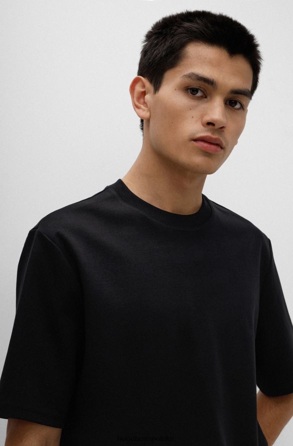 Hugo Boss Czarna, bawełniana koszulka hugo interlock z naszywką z logo posiadacza karty czarny R0X0H64298