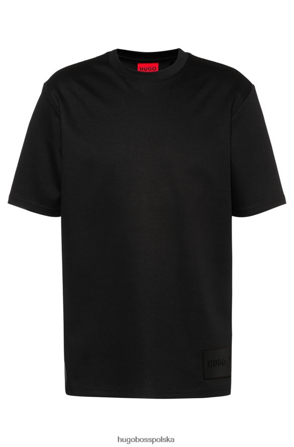 Hugo Boss Czarna, bawełniana koszulka hugo interlock z naszywką z logo posiadacza karty czarny R0X0H64298