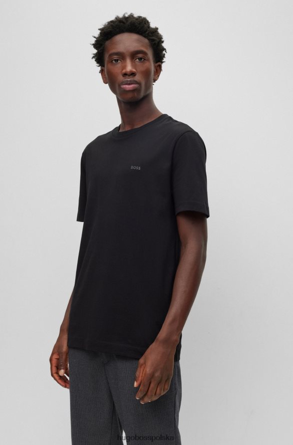 Hugo Boss Czarna koszulka Hugo o regularnym kroju z logo i bawełnianym dżersejem czarny R0X0H62249